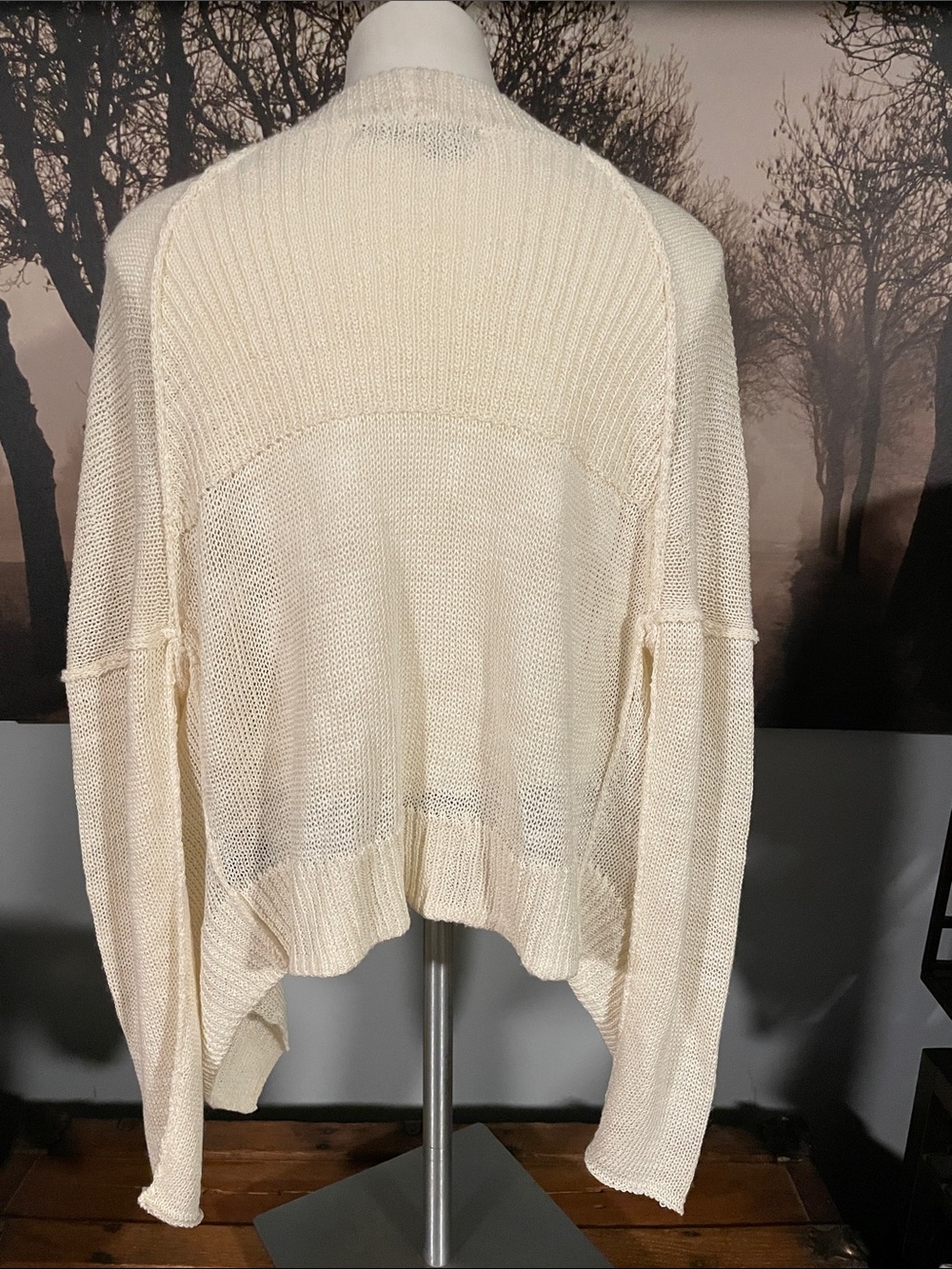 360 Sweater Open-Front Cream Knit Women's Cardigan Sweater - L - Picture 2 of 4